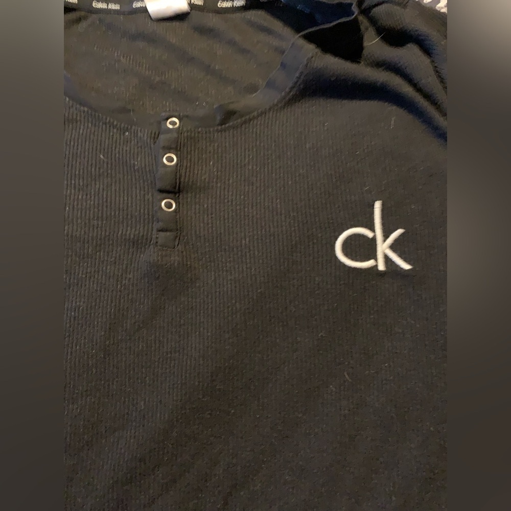 Calvin Klein oversized XS ribbed long sleeve black sleep shirt embroidered logo - Picture 4 of 6